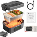 Ohřívací box na jídlo , dobíjecí s baterií 21000 mAh, vyjímatelná vnitřní nádoba z nerezové oceli o objemu 1,2 litru, nepropustný obědový box pro kancelář/cestování/piknik/kempování