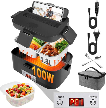 Ohřívací box na jídlo digitální 100W Czoele |černá Ohřívací box na jídlo digitální 100W Czoele |černá