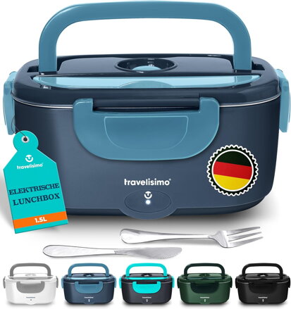 Elektrický obědový box TRAVELISIMO 80W 1,5 l, elektrický obědový box 3 v 1, ohřívání jídla na cesty 12 V/24 V/220 V, do práce, do auta, do nákladního auta Elektrický obědový box TRAVELISIMO 80W 1,5 l, elektrický obědový box 3 v 1, ohřívání jídla na cesty 12 V/24 V/220 V, do práce, do auta, do nákladního auta